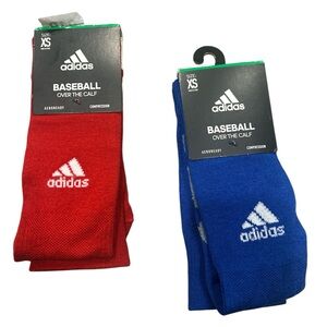 Adidas Men's Red and Blue Baseball Socks XS